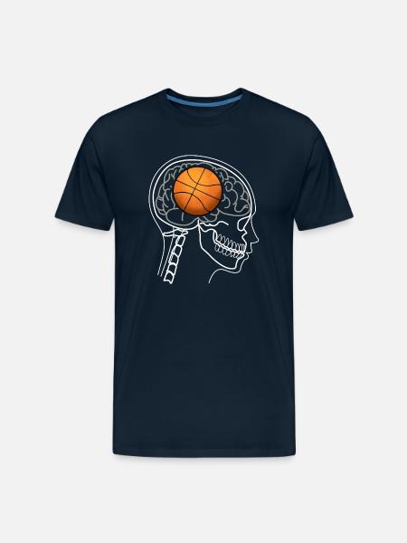 BASKETBALL BRAIN ON X-RAY DESIGN - Men's Premium Organic T-Shirt - deep navy