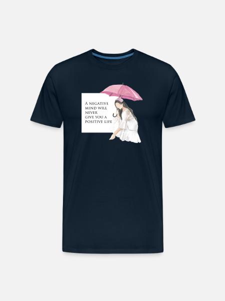 Girl in umbrella - Men's Premium Organic T-Shirt - deep navy