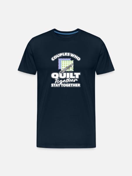 Quilting Couple - Men's Premium Organic T-Shirt - deep navy