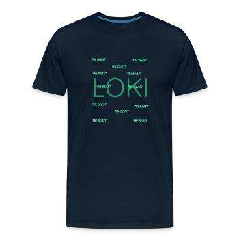 loki the beast - Men's Premium Organic T-Shirt - deep navy - Front - AI Model Male 185 light (185cm)