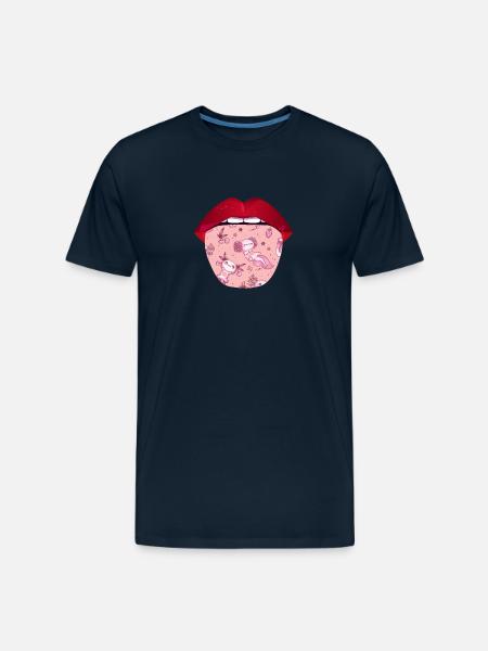 Axolotl Salamander Lips - Men's Premium Organic T-Shirt - deep navy