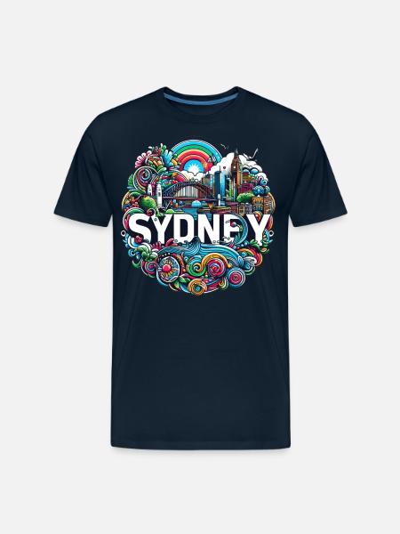 Sydney Illustration - Men's Premium Organic T-Shirt - deep navy