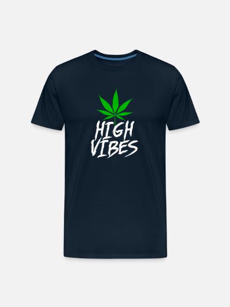 High Vibes Weed Leaf - Men's Premium Organic T-Shirt - deep navy