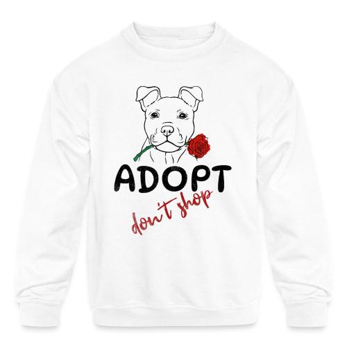 Retro Adopt Dont Shop Cute Puppy Rose Tee - Kids' Crewneck Sweatshirt