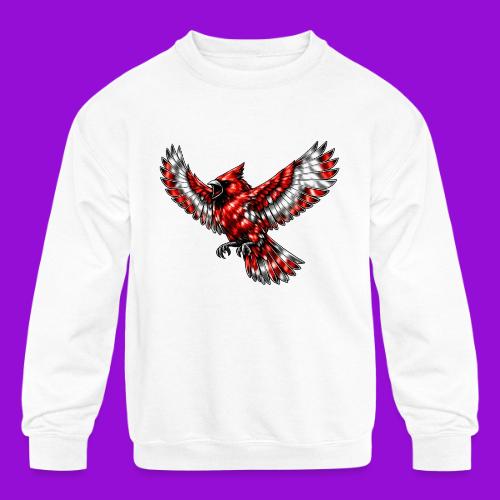 Cardinal in Flight - Kids' Crewneck Sweatshirt