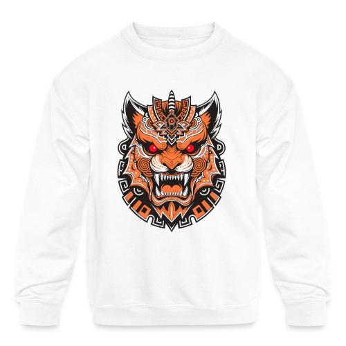 Tribal Demon Wolf Mask - Kids' Crewneck Sweatshirt