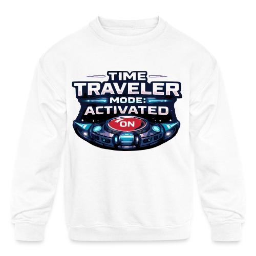 Time Traveler Mode – Futuristic Neon Sci-Fi Tee - Kids' Crewneck Sweatshirt