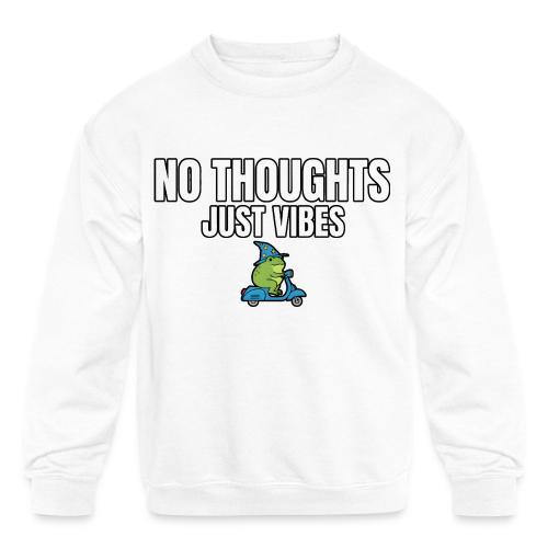 No Thoughts Just Vibes Funny Frog Shirt - Kids' Crewneck Sweatshirt