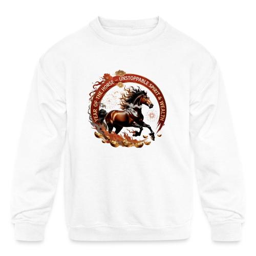 Year of the Horse Fiery Spirit T Shirt, Lunar New - Kids' Crewneck Sweatshirt