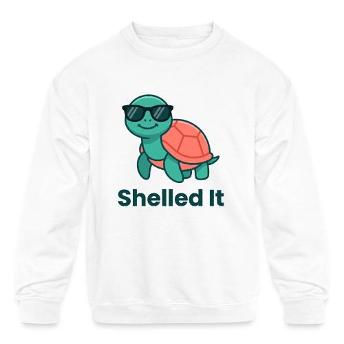 Funny Turtle Sunglasses Shelled It Cute Gift - Kids' Crewneck Sweatshirt