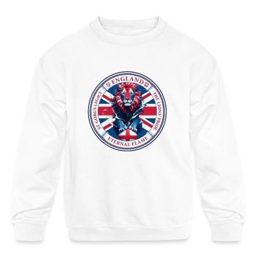 England Lion Emblem T Shirt, Flag Pride Gift - Kids' Crewneck Sweatshirt
