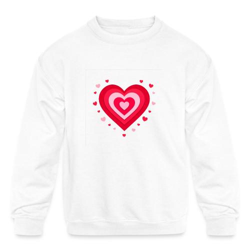 Layered Red & Pink Heart – Cute Valentine Love - Kids' Crewneck Sweatshirt