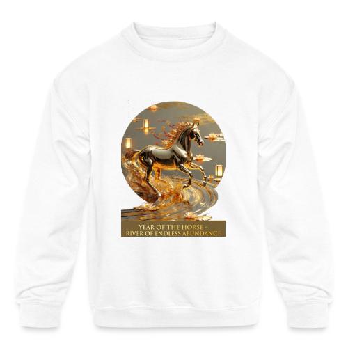 Year of the Horse Abundance T Shirt, Lunar NY Gift - Kids' Crewneck Sweatshirt