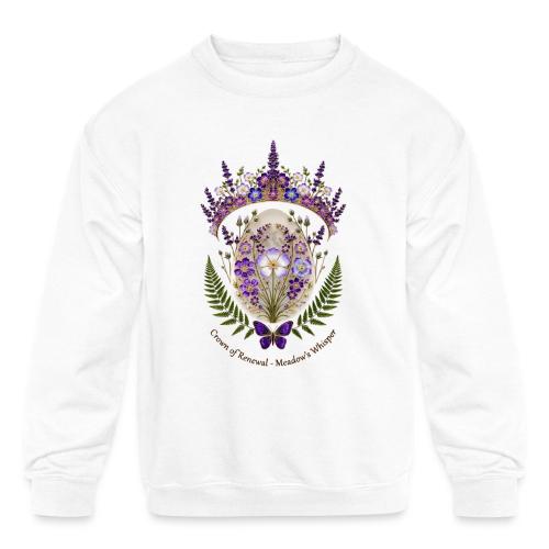 Spring Meadow Crown Tee, Cottagecore Renewal Gift - Kids' Crewneck Sweatshirt