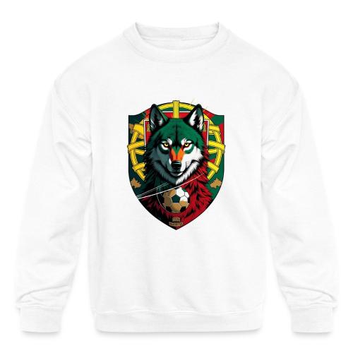 Portugal Iberian Wolf Soccer T Shirt,Football Gift - Kids' Crewneck Sweatshirt