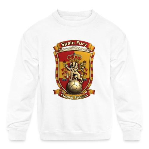 Spain Lion Fury T-Shirt, Spanish Crest Gift - Kids' Crewneck Sweatshirt