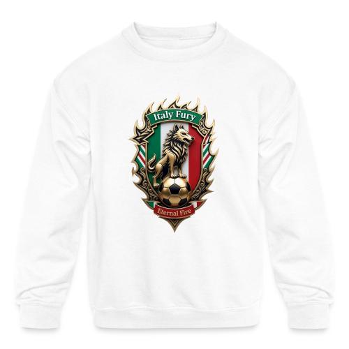Italy Wolf Fury T-Shirt, Italian Flag Pride Gift - Kids' Crewneck Sweatshirt