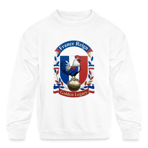 France Rooster Reign T-Shirt, Tricolore Pride Gift - Kids' Crewneck Sweatshirt