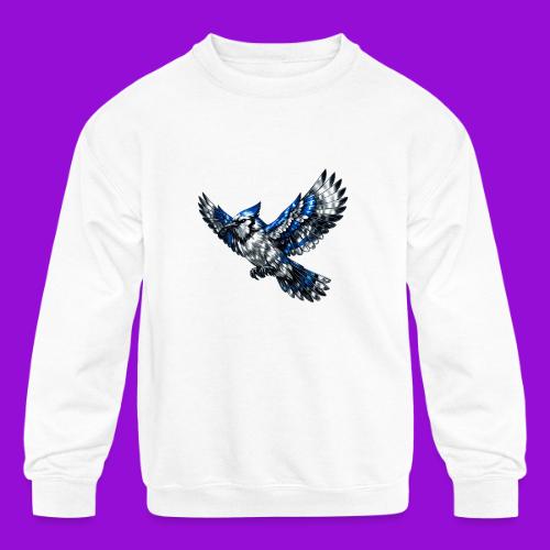 Silver Blue Jay in Flight - Kids' Crewneck Sweatshirt