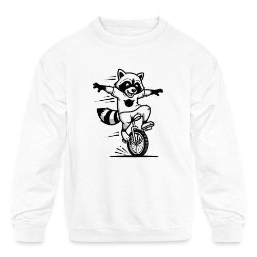 Unicycle Fox Cartoon - Kids' Crewneck Sweatshirt