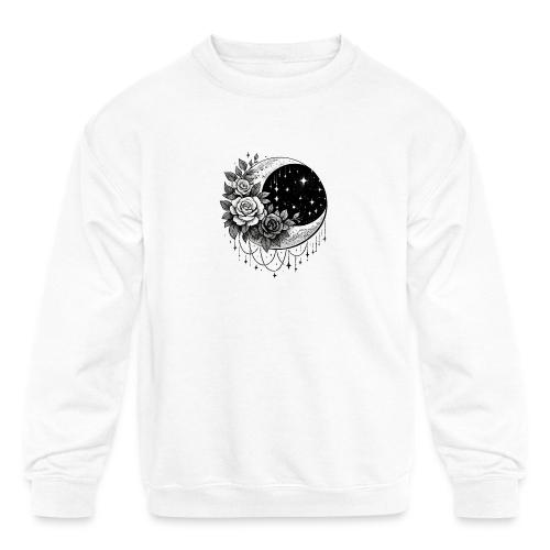 Crescent Moon Floral - Kids' Crewneck Sweatshirt