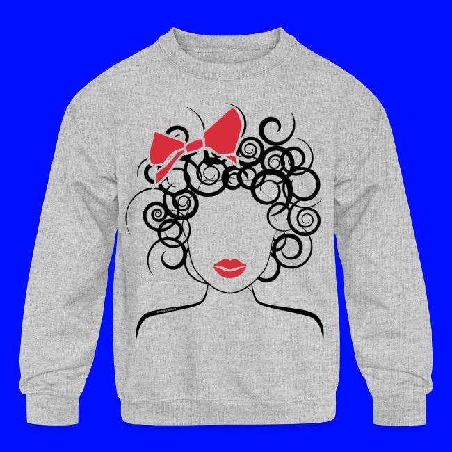 Curly Girl with Red Bow