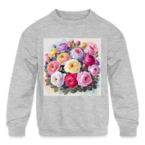 beautiful flowers floral design, wellness, nature - Kids' Crewneck Sweatshirt