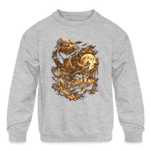 Pit Bull Howling Moon Fantasy Forest Tee - Kids' Crewneck Sweatshirt