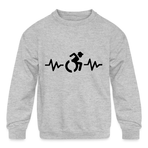 Wheelchair heartbeat, for wheelchair users # - Kids' Crewneck Sweatshirt