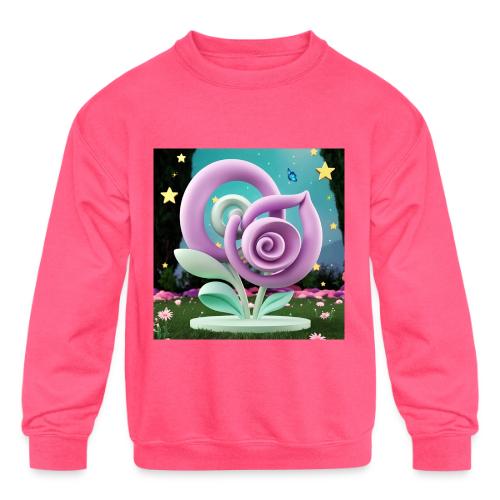 Lila Bloom | Double Floral Eco-Inspired Art - Kids' Crewneck Sweatshirt