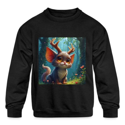 Magical Forest Creature with Deer Horns - Kids' Crewneck Sweatshirt