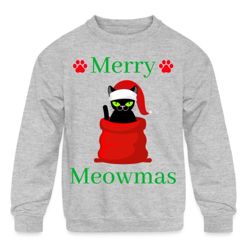 Merry Meowmas - Christmas Cat - Kids' Crewneck Sweatshirt