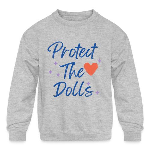 Protect The Dolls | Heart & Stars Typography - Kids' Crewneck Sweatshirt