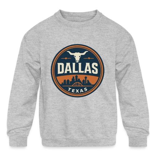 Vintage Dallas Texas Western Skyline Retro Cowboy - Kids' Crewneck Sweatshirt
