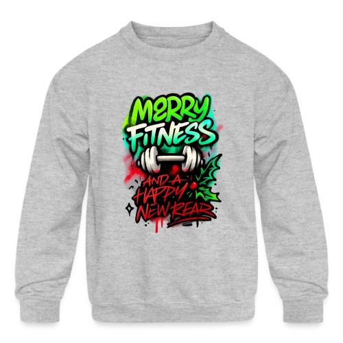 Merry Fitness Christmas Gym Humor - Kids' Crewneck Sweatshirt