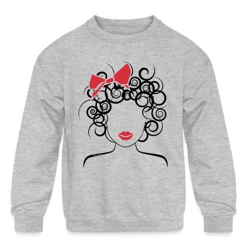 Curly Girl with Red Bow_Global Couture_logo T-Shir - Kids' Crewneck Sweatshirt
