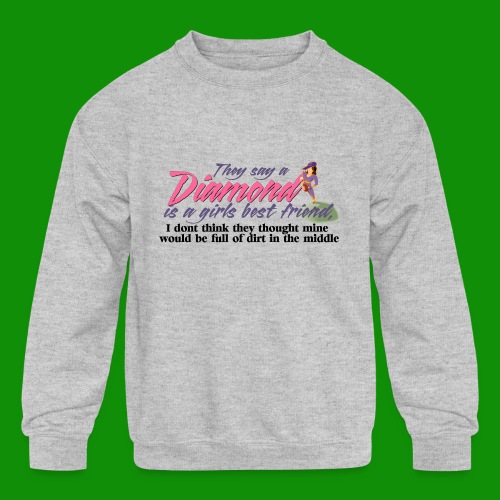 Softball Diamond is a girls Best Friend - Kids' Crewneck Sweatshirt