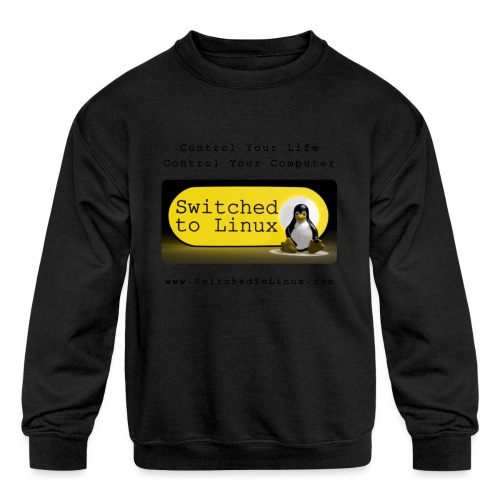 Switched to Linux Logo with Black Text - Kids' Crewneck Sweatshirt