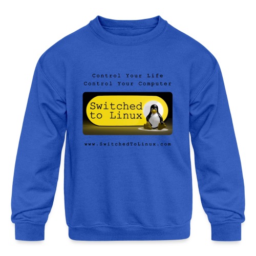 Switched to Linux Logo with Black Text - Kids' Crewneck Sweatshirt