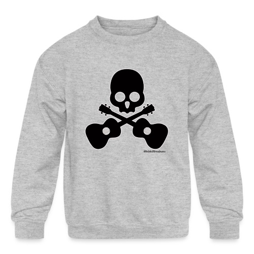 Skull & Cross Uke - Black - Kids' Crewneck Sweatshirt