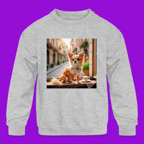 Morning coffee Chihuahua - Kids' Crewneck Sweatshirt