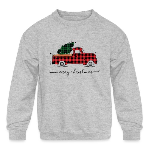 Merry Christmas Red Truck & Tree - Kids' Crewneck Sweatshirt