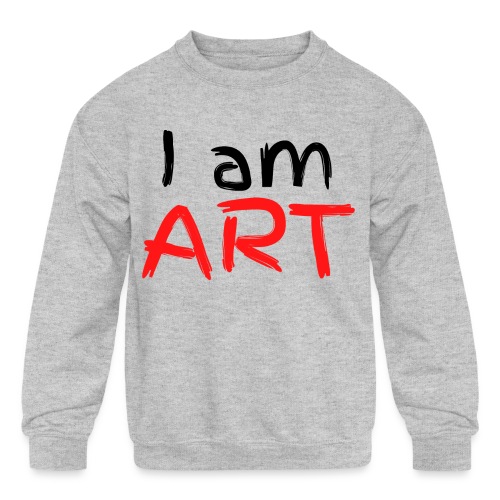I am ART (black & red ink finger paint) - Kids' Crewneck Sweatshirt