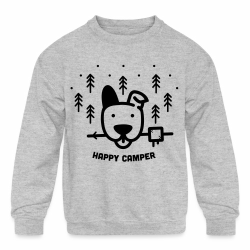 Happy Camping Dog - Kids' Crewneck Sweatshirt
