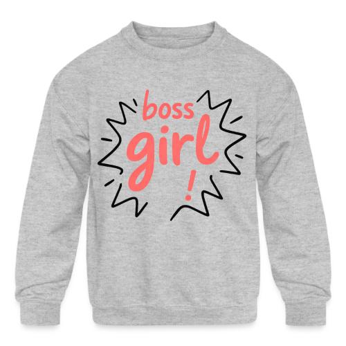 Boss Girl Bold Feminist Statement - Kids' Crewneck Sweatshirt