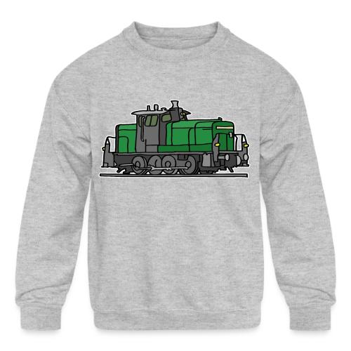 Green diesel locomotive, train, railway - Kids' Crewneck Sweatshirt