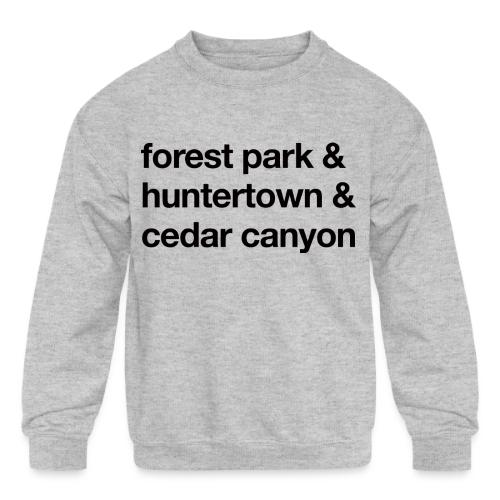 1 Church 3 Locations Black - Kids' Crewneck Sweatshirt