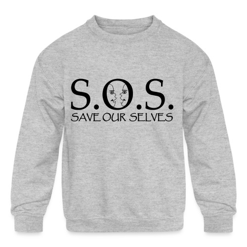 SOS Black on Black - Kids' Crewneck Sweatshirt