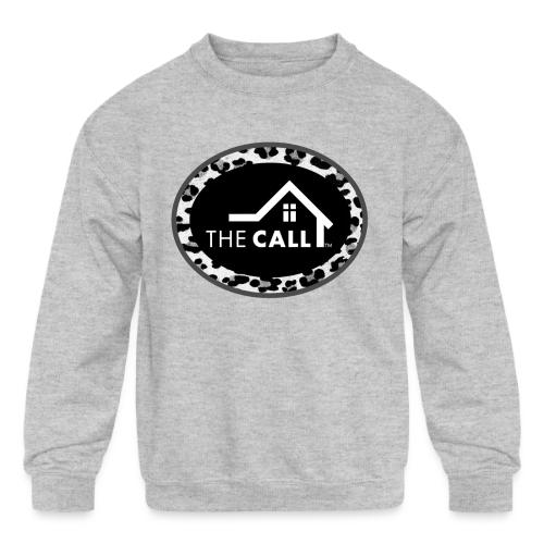 The CALL logo leopard- Cleburne County - Kids' Crewneck Sweatshirt