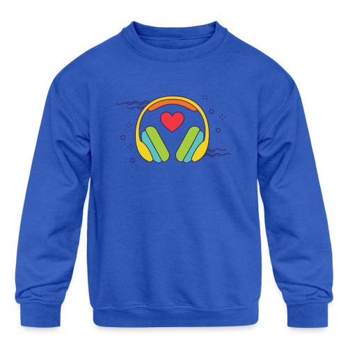 ❤️ + 🎧 - Kids' Crewneck Sweatshirt
